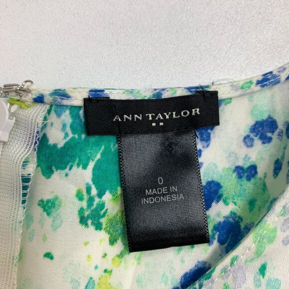 Ann Taylor Tank Top Womens 0 Multi Tie Dye Pleated Peplum Back Zip Sleeveless - Picture 8 of 13